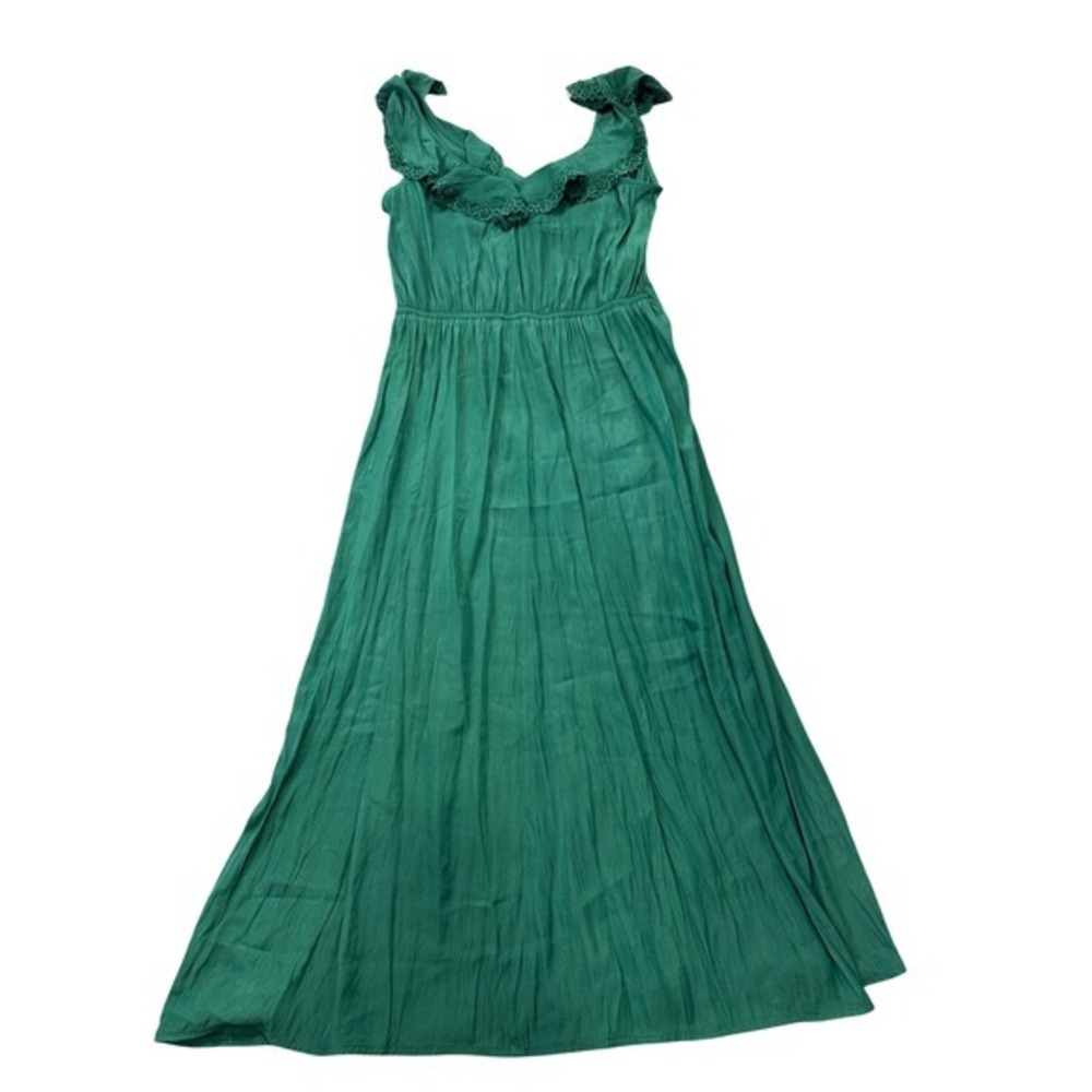 Universal Thread Womens Medium Green Ruffle Lace Trim Sleeveless Maxi Dress NEW - Picture 8 of 11